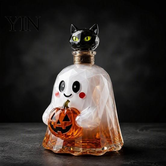 Home Bar Accessories Halloween Ghost Whiskey Decanter, Pumpkin And Cat Stopper Decor, High Decorative Alcohol Dispenser Borosilicate Glass Creative