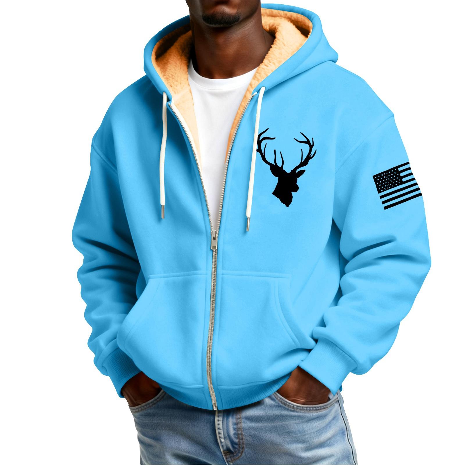 

Мужской флисовый кардиган с капюшоном на молнии и с принтом, с карманами, мужской повседневный кардиган XXXL