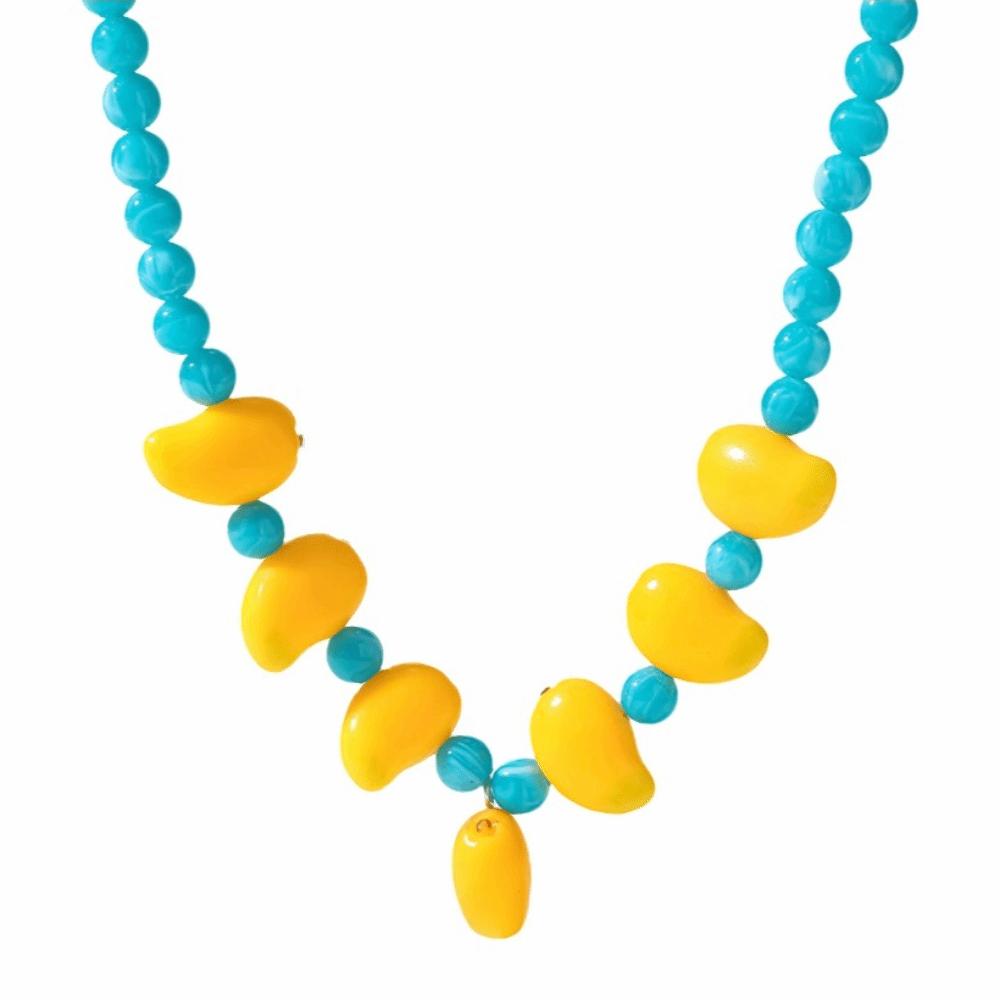 Colorful Fruit Beaded Necklace 3D Fruit Neck Jewelry Creative Multi Layer Choker  Party Style A