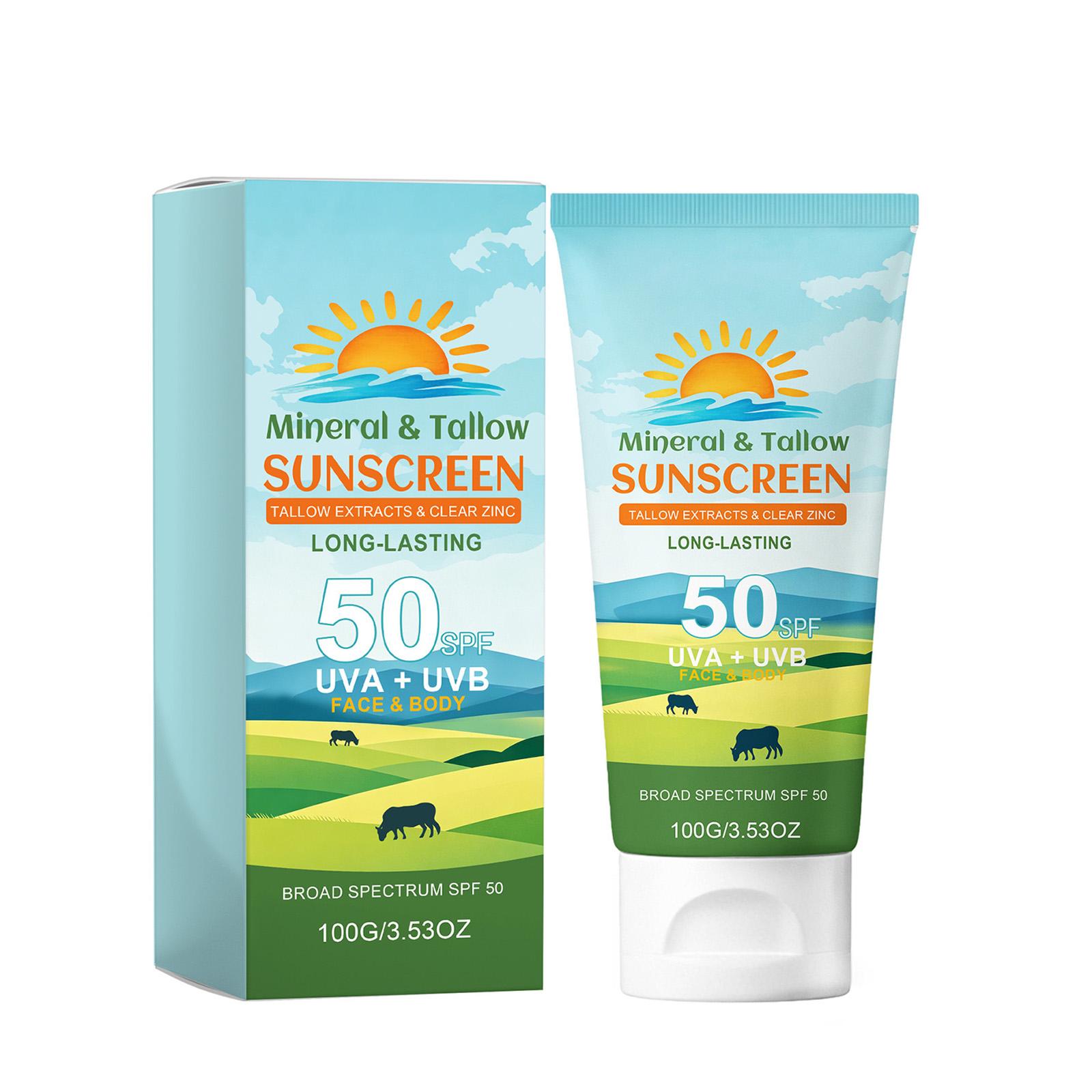 

Mineral and Tallow Sunscreen SPF 50 Broad Spectrum UVA UVB Protection Face and Body Long Lasting 100g 3 53oz Tallow Extracts and Clear Zinc one size білий