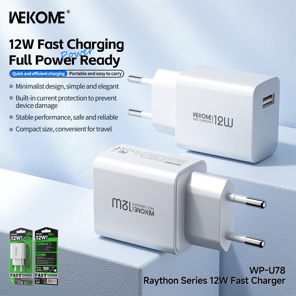 Wekome Thor 12W Fast Charger for Apple & Huawei Phones, 5V/2.4A Compatibility