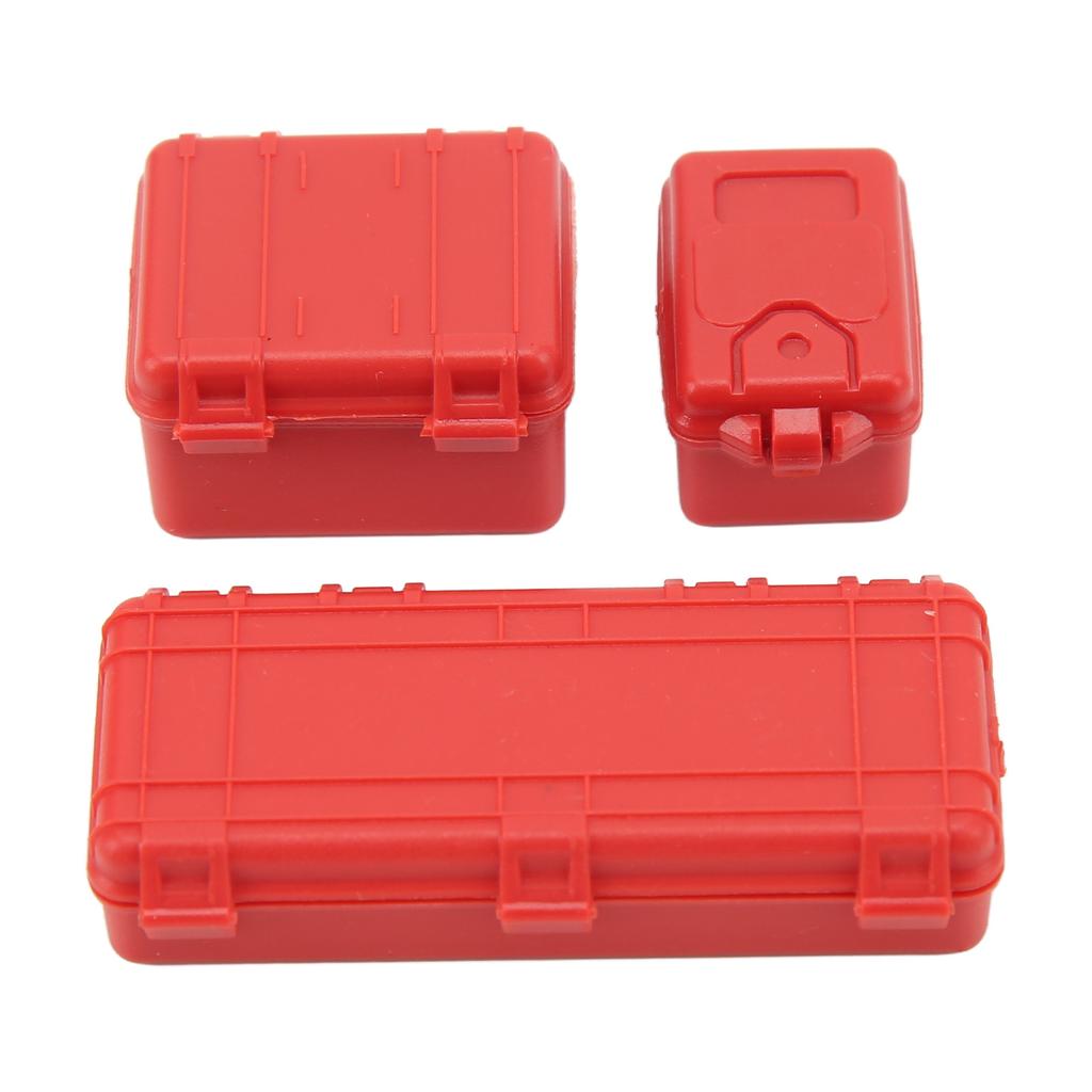 3 Pcs RC Car Simulation Luggage Case Large Medium Small RC Crawler Suitcase Decoration for 1 18 1 24 Red