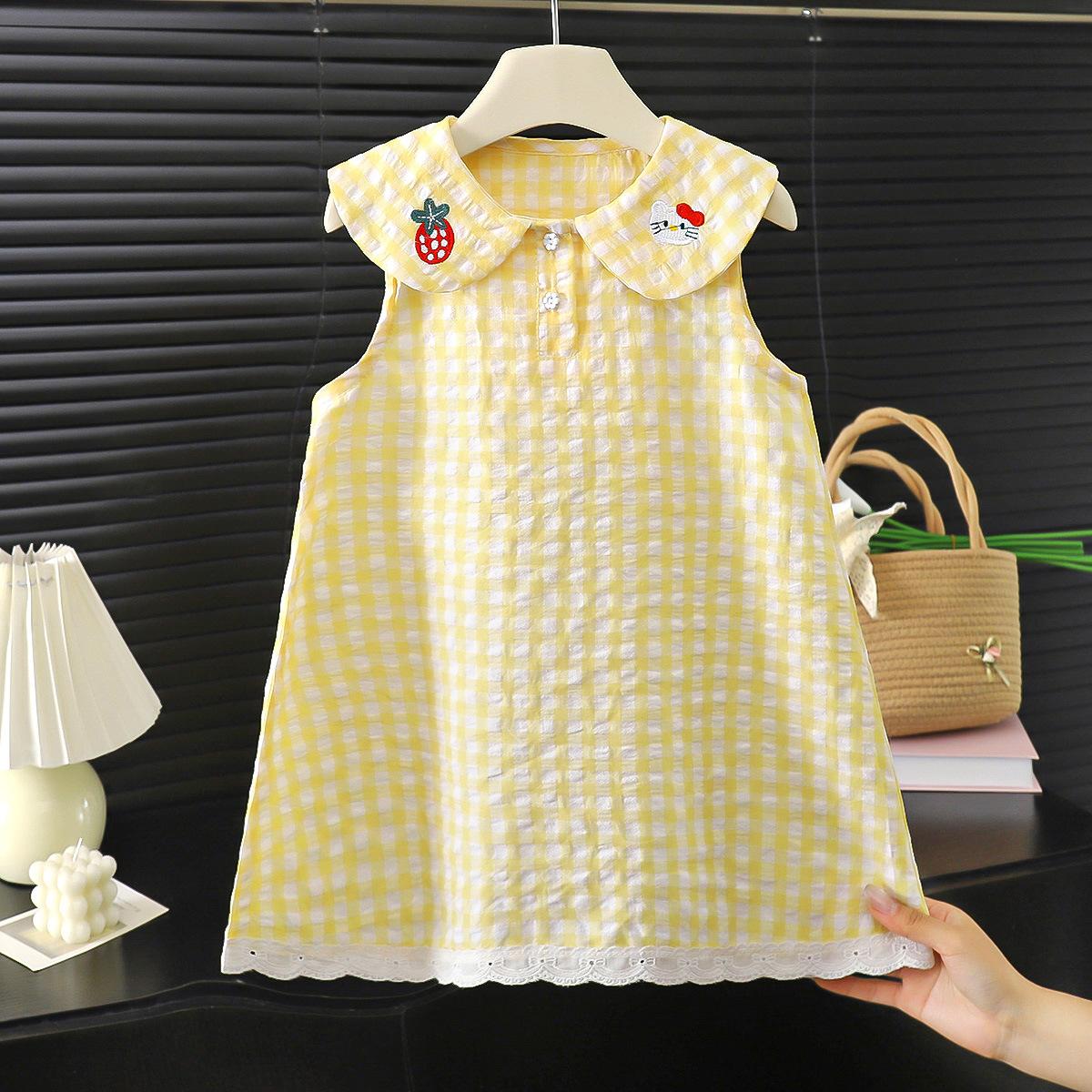 

Girls Casual Dress - Summer Children s Ruffled Baby Doll-style Sweet Hearted Blouse Dress 100cm жёлтый