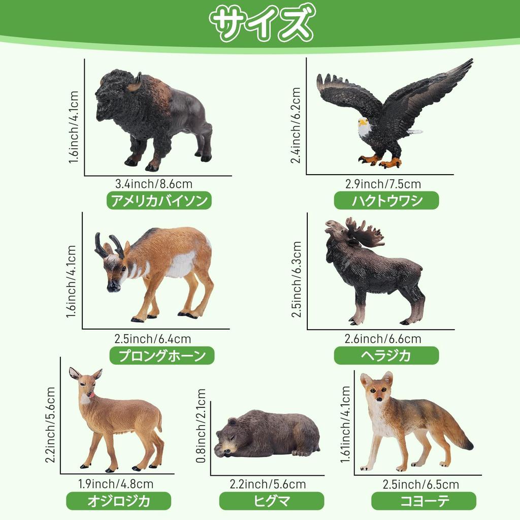 TOYMANY 14-Piece Mini North American Wild Animal Figure Set, Realistic Jungle Animal Models, Brown Bear and Elk Models, Popular Toy, Birthday Gift,