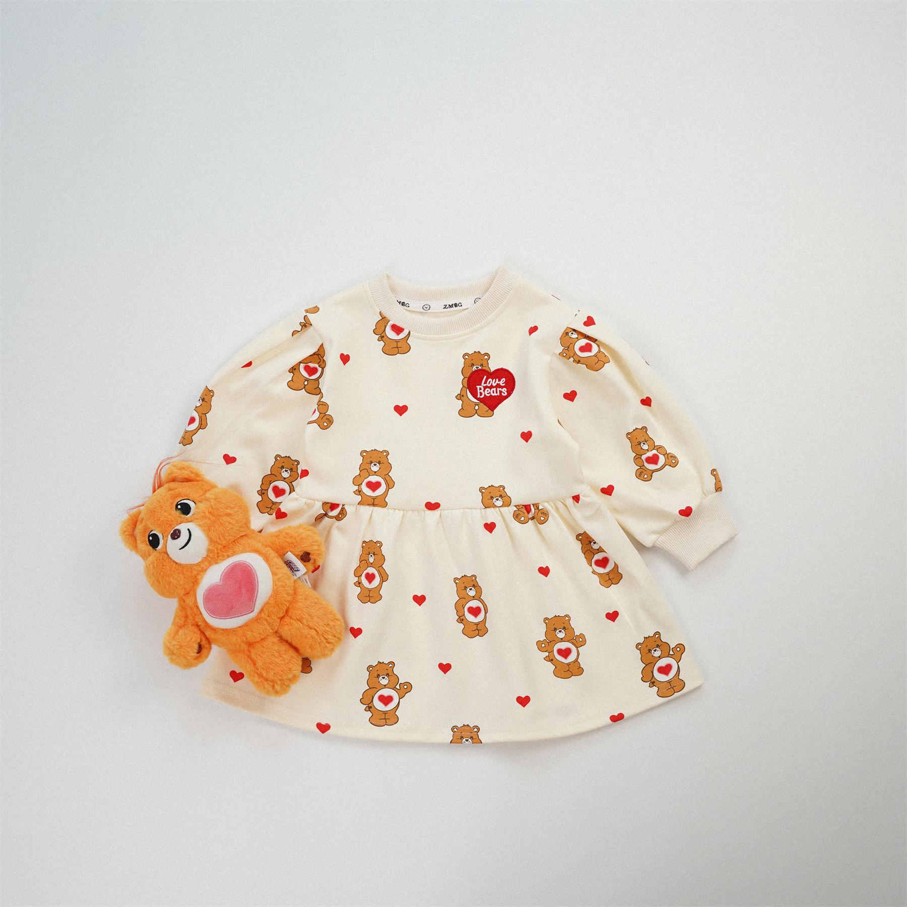 

Girls Long Sleeve Cotton Dress - Cute Autumn Baby Skirt 100cm вершковий/білий