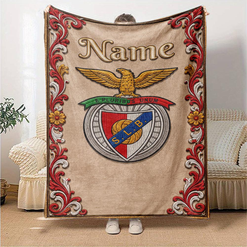Custom Name Benfica Theme Printed Blanket Perfect For Couch Bed Travel Outdoor Use Machine Washable Cozy Durable