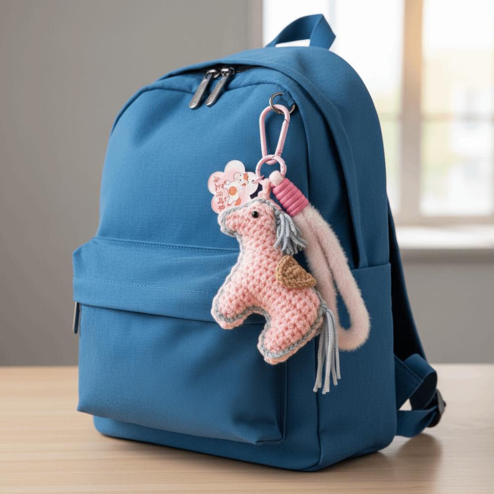 Handmade Pony Keychain Knitting Wool Horse Pendant Bag Pendant Zodiac Key Ring  New Year Gift