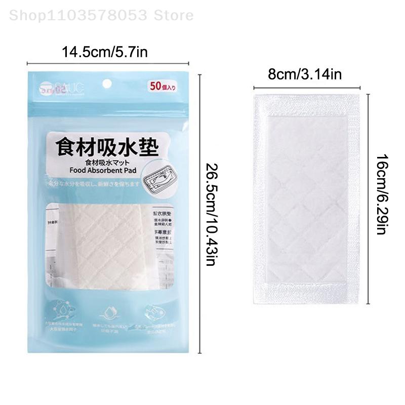 50Pcs Food Absorbent Paper, Kitchen Rapid Absorbent Drying Pads, Kitchen Tool For Keeping Meat Fish Poultry Produce Dry