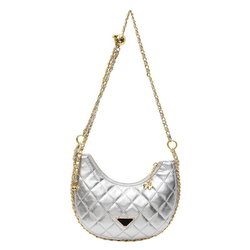 Popular Fashion High-end Diamond Check Chain Dumpling Bag Temperament Versatile Casual Style Crossbody Bag Girl