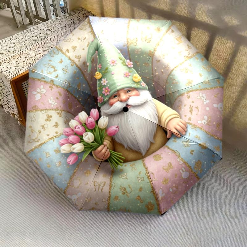 1 st Automatiskt Fällbart Paraply - Tecknat Mönster, Bärbar & Vikbar Design med 8 Ribbor, Jul- Födelsedagspresenter