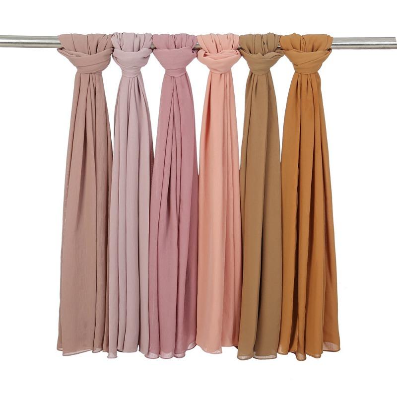 Monochrome natural wrinkled chiffon headscarf breathable pleated bag headscarf YW breathable sunscreen