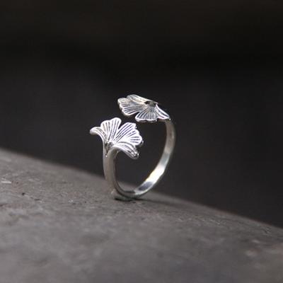 Japanese Hansen Girl Retro Style Ginkgo Leaf Ring Women's Fashion Personality Open Index Finger Ring
