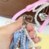 Korean White Bowknot Heart Keychain Women Sweet Charm Pearl Bow Backpack Key Ring Handmade Jewelry Ornament Bags Pendants Gifts