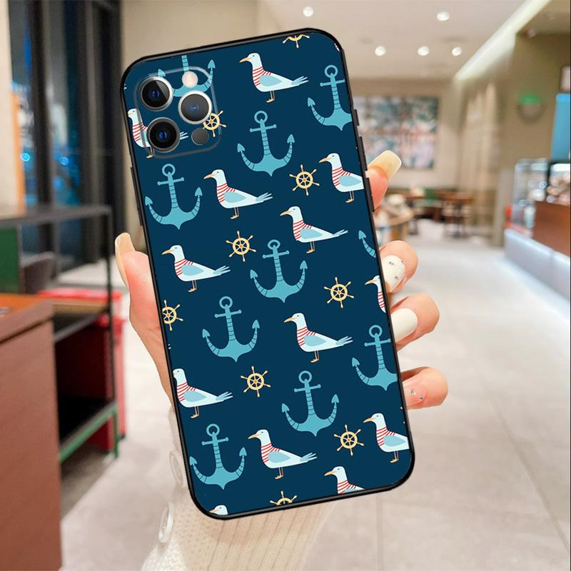 Nautical Seagull Pattern Phone Case For iPhone 17 Air 16 14 13 11 15 Pro Max mini 15 16 Plus 16e Protective Cover