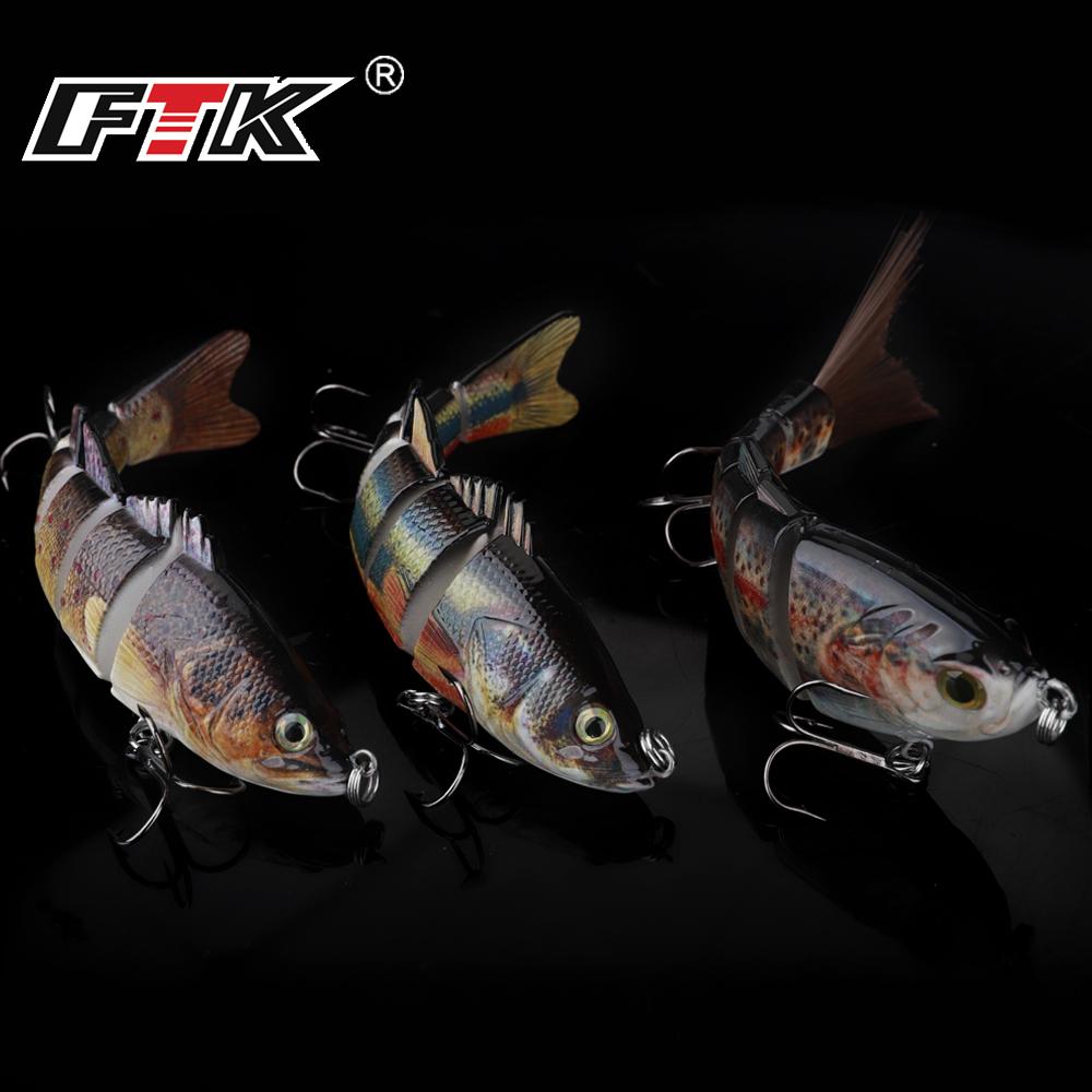 FTK 5pcs 10cm Pike Wobblers Artificial Bait Hard Multi Jointed Swimsuit Krankbait Nearly Real Fishing Fake Bait Fishing Set