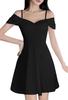 Toa Soa Mini Flared Dress Women's Off-the-Shoulder High-Waisted (M, Black)