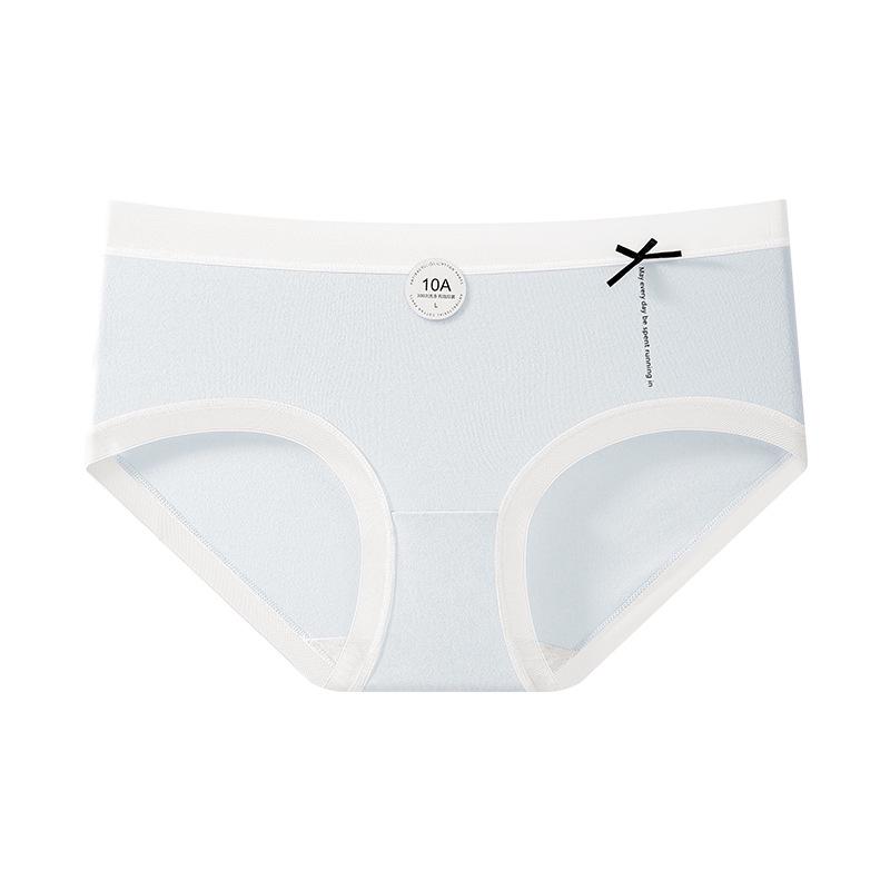 Antibacterial Women's Mid-Waist Cotton Underwear with Bowknot - Breathable, Sweet, Girly Style, Extended Crotch