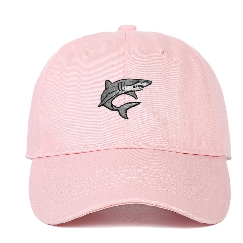 Embroidered Cartoon Shark Baseball Cap Adjustable розовый