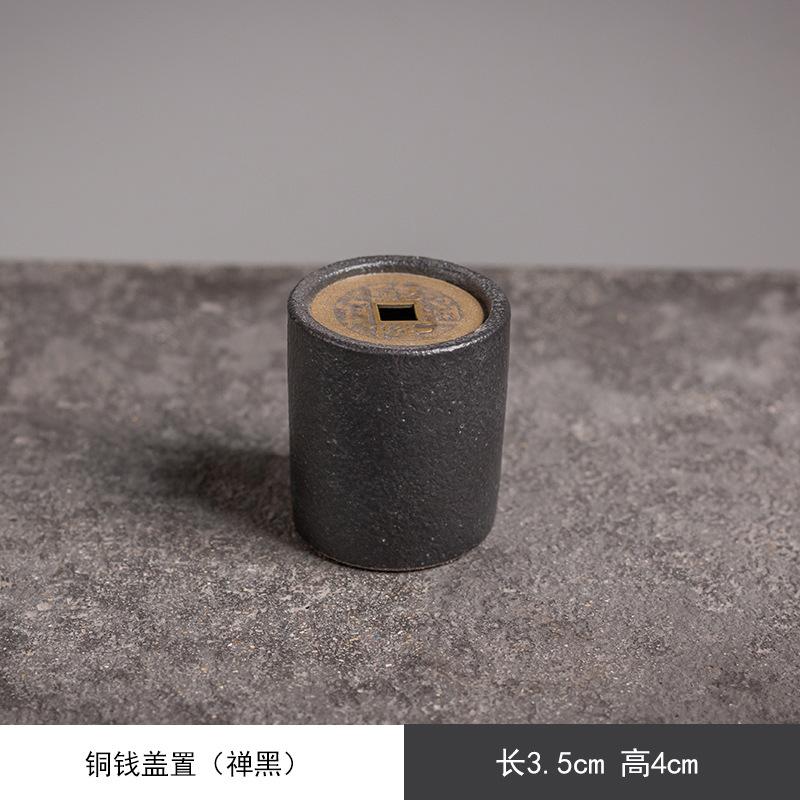 

Handmade Stoneware Lid Holder Copper Coin Cover Set Cover Holder Kung Fu Tea Set Tea Ceremony Teapot Cover Bowl Cover Holder