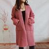 Autumn and Winter New Loose Solid Color Large Pocket Thick Long Knitted Cardigan Sweater Jacket 3512