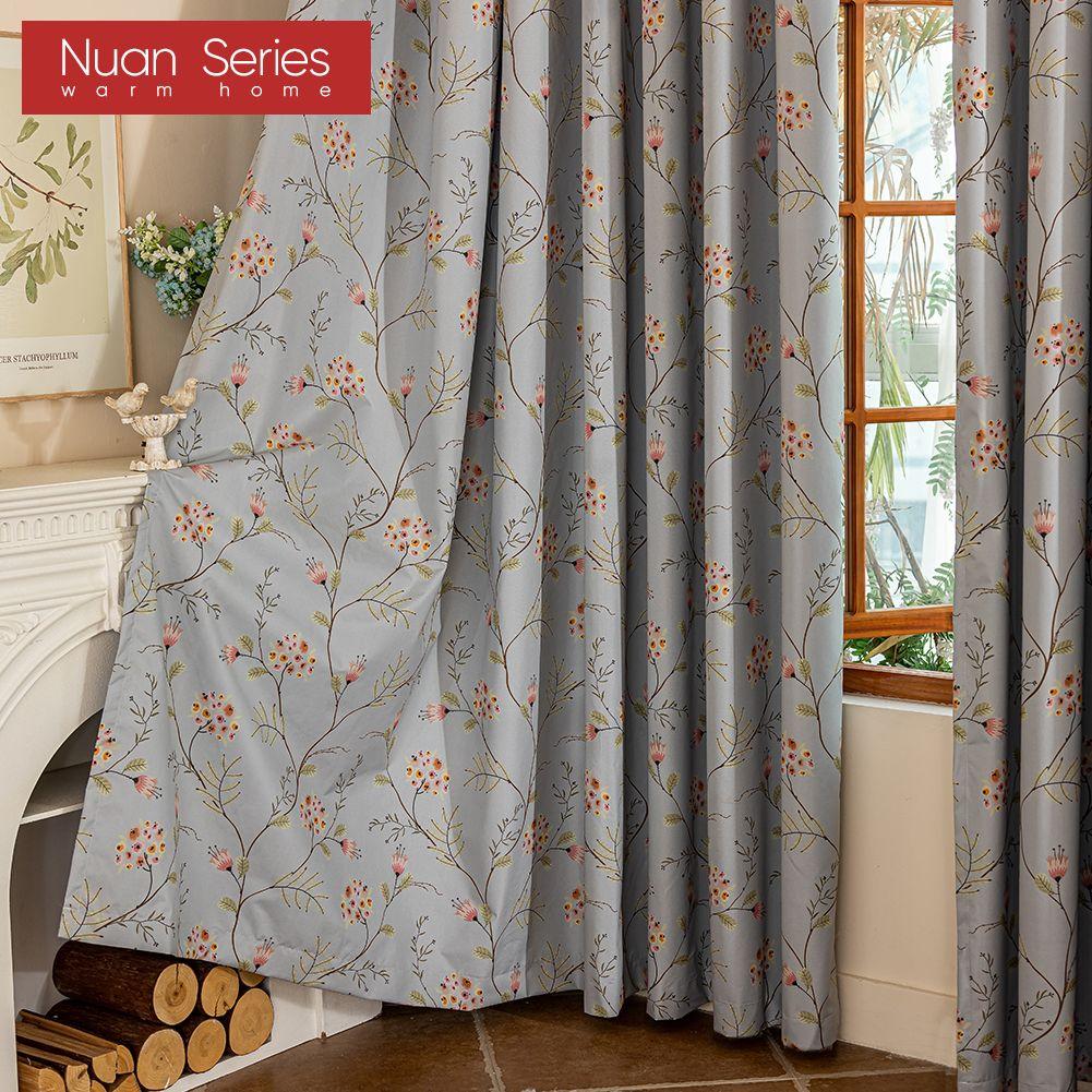 1PC Nuan Series European Luxury 100% Blackout Blackout Curtain Vintage Floral Curtains Curtain for Bedroom Living Room Balcony Window for Home Decor
