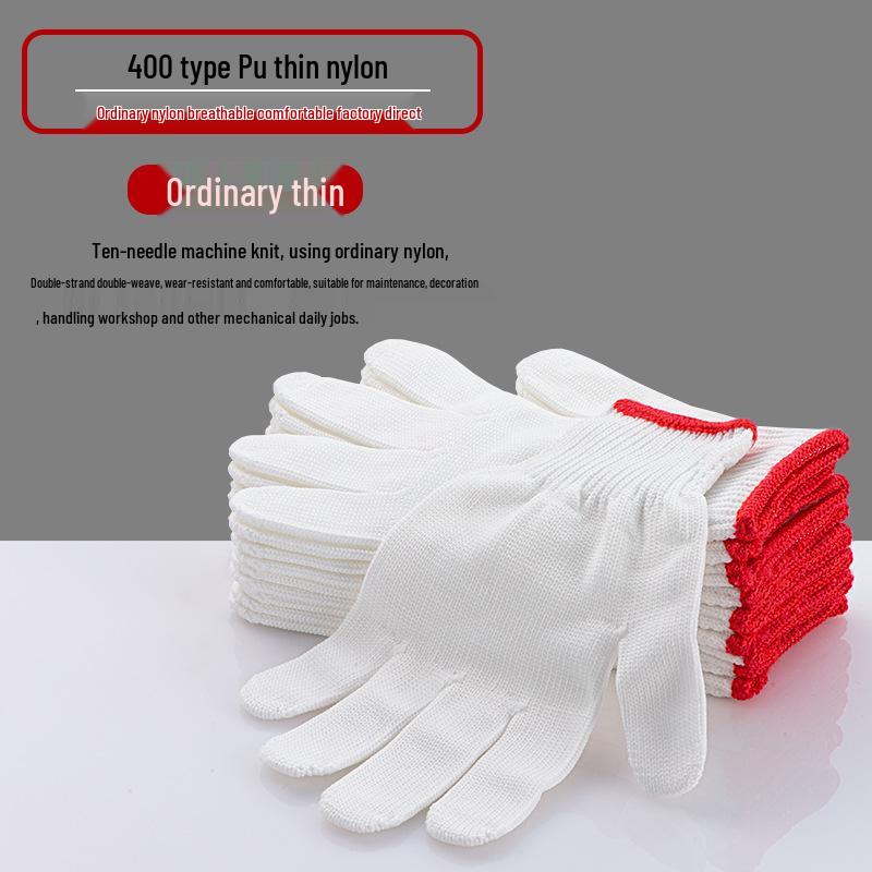 Nylon Wear-Resistant Work Gloves for Men and Women - Durable, Thin, and Extended for Construction and Household Use