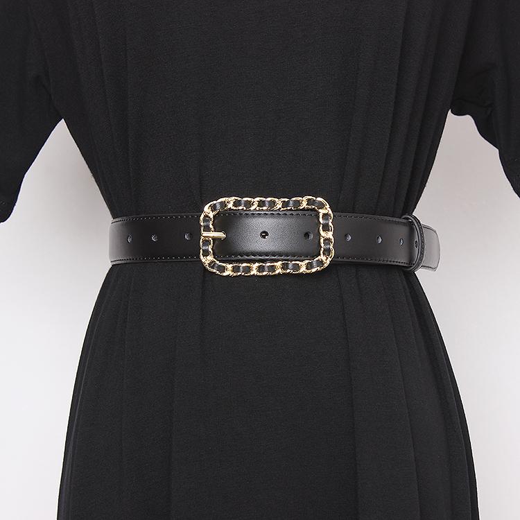 

112 см ремни унисекс из натуральной кожи, женские ремни, модные ремни в стиле панк, хип-хоп, поясная цепочка, винтажная пряжка, мужские джинсы, брюки, пояс