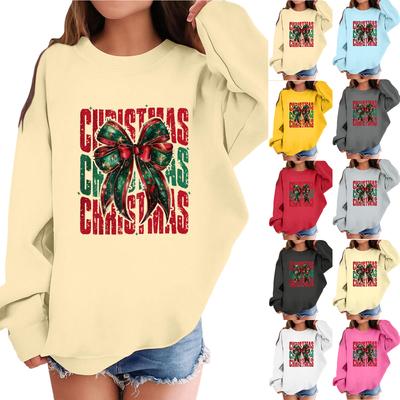 Moletom Infantil Casual da Moda de Manga Comprida Solto com Estampa de Natal