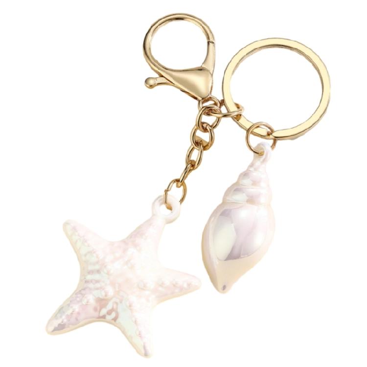 Stylish Beach Inspired Shell Keychain Conch Starfish Star Pendant Keyring Charm Fashionable Sea Inspired Jewelry