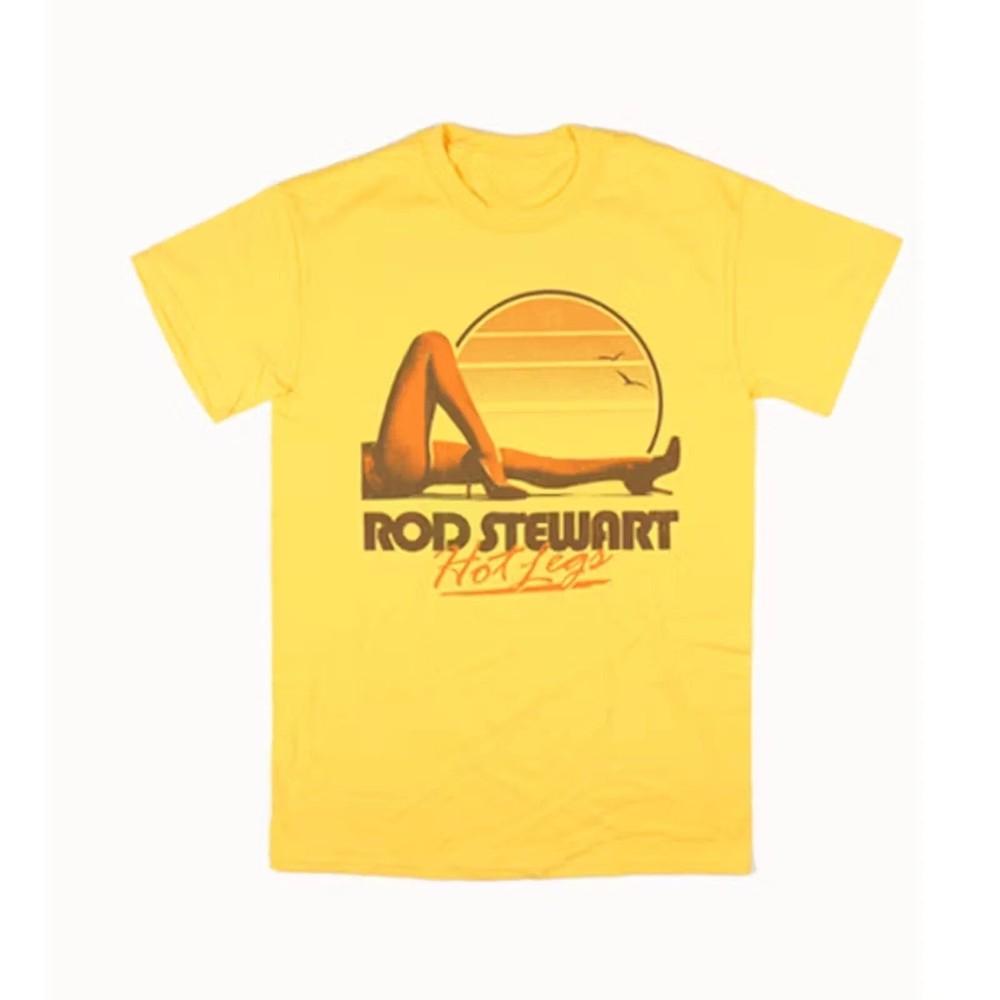 80S Rod Stewart Tshirt Yellow Short Sleeve Unisex S5XL TShirt 16D368 Unisex T-Shirt S