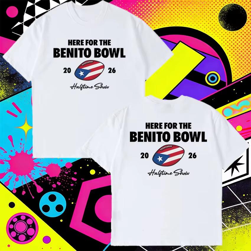 Hot Rapper Bad Bunny Super 2026 Halftime Show short sleeve Tshirt Men summer harajuku black T shirt Unisex Cotton clothing