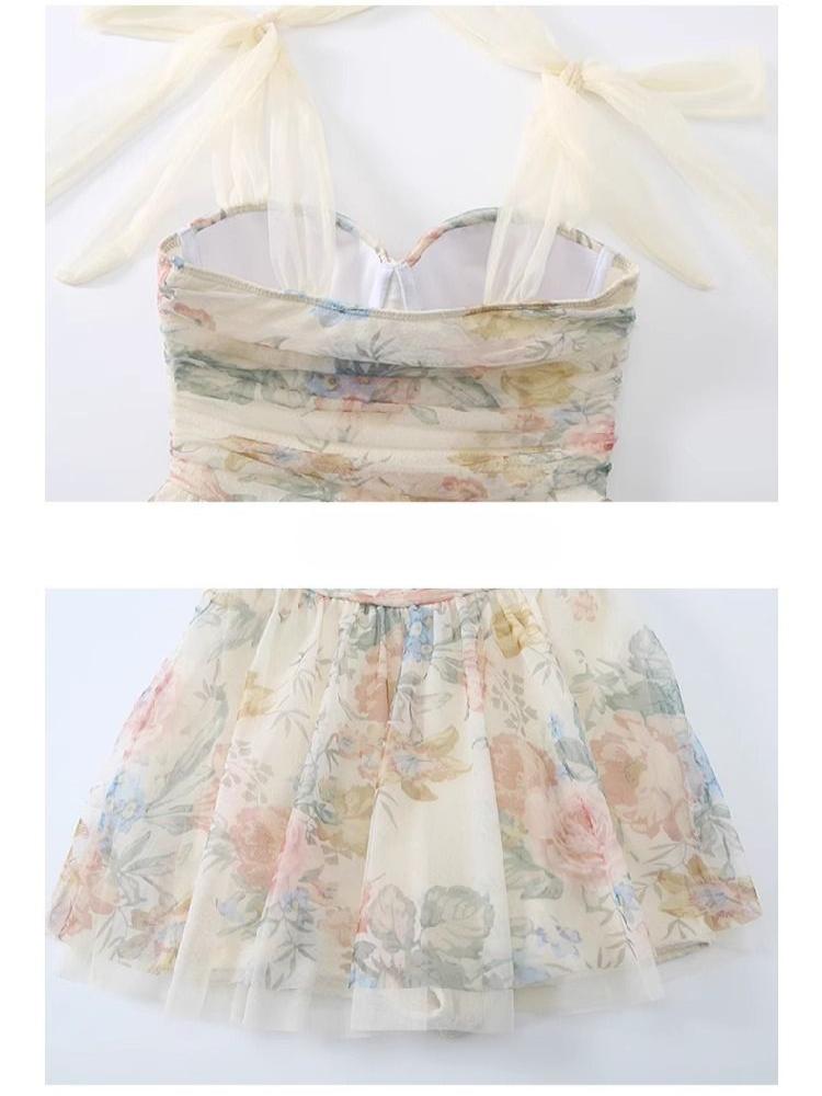 2025 Korea Šik Nové Plavky Ženy Květinový Potisk Letní Plážové Šaty Sexy Dívka Jednodílné Konzervativní Pohádkové Plavky