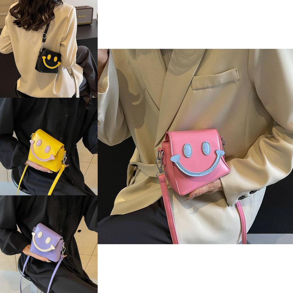 Adorable Cartoon Smiley Face Crossbody Bag For Girls Trendy And Lightweight