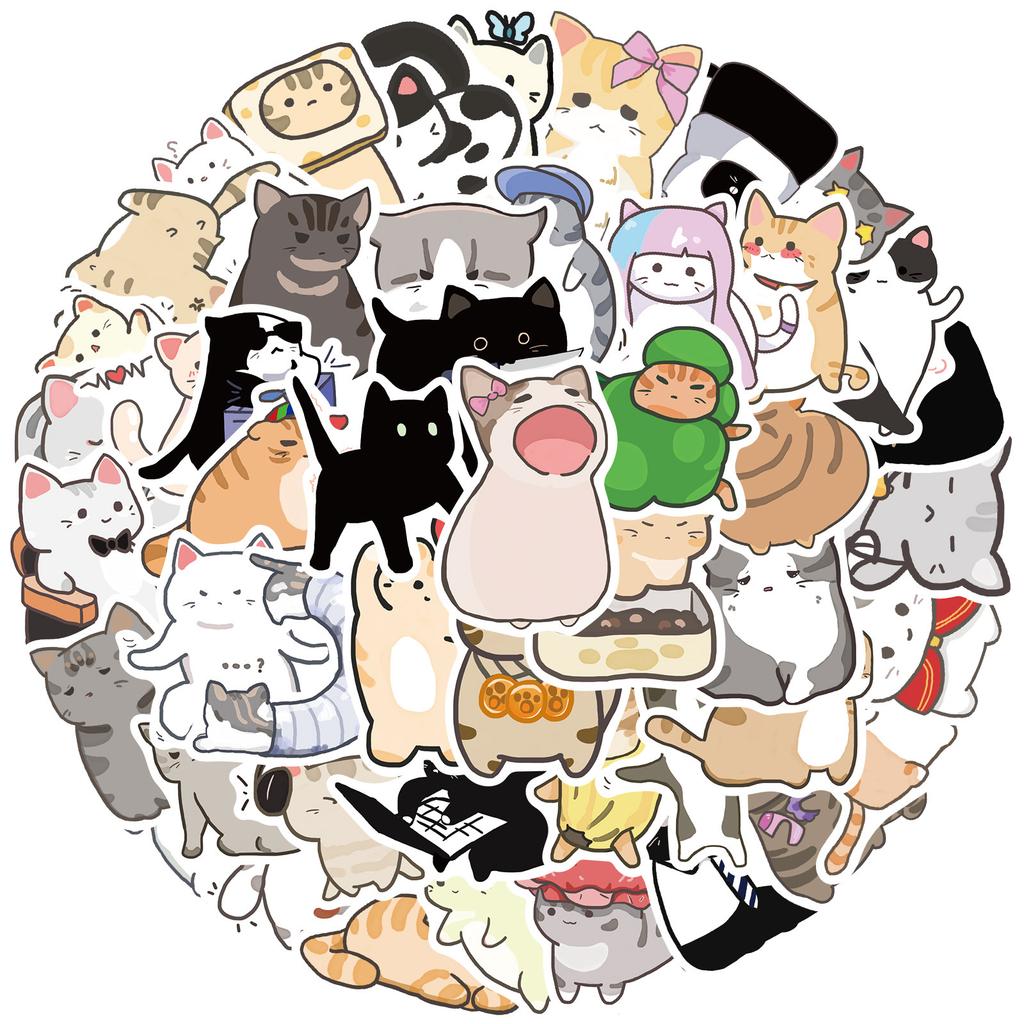 55 Τεμ. Χαριετά Γάτες MEME Ζώα Κινούμενα Σχέδια Αυτοκόλλητα Γκράφιτι Τηλέφωνο Κιθάρα Φορητός Υπολογιστής Σημειωματάριο Βαλίτσα Κούπα Αδιάβροχο Αυτοκόλλητο Παιχνίδια για Παιδιά