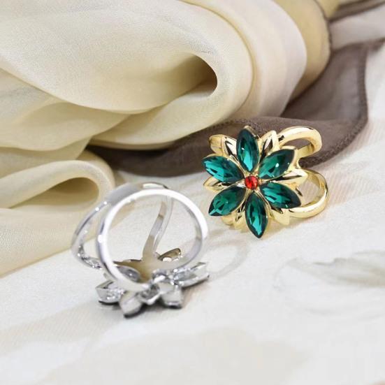 Strassblumen Seidenschalring Damen T-Shirt Krawattennadel Kleiderecke Geknoteter Knopf