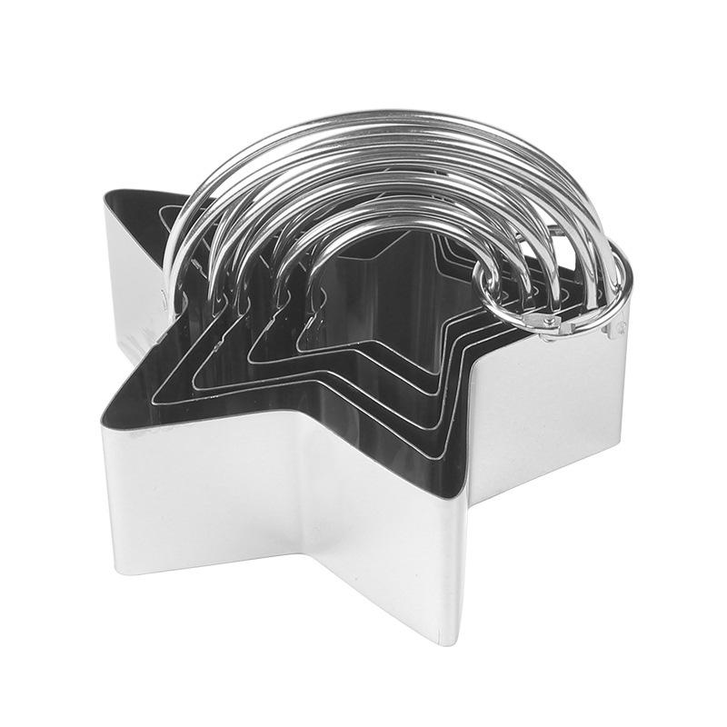 5 Pcs Stainless Steel Baking Cookie Cutters Set With Hanging Basket And Dual Handle Mousse Rings For Cake Biscuit Making