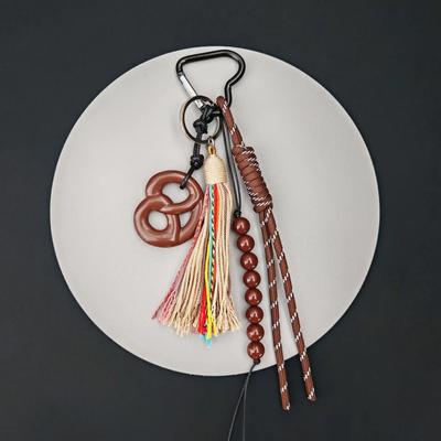 Llavero Retro Lazo Colgante de té de la tarde Borlas Cuerda trenzada Decoración Accesorios para mochila