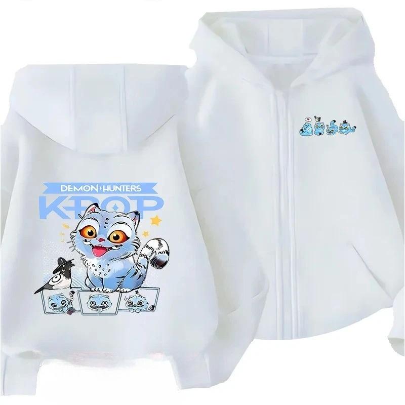 KPop Demon Hunters Zipper Hoodie Cartoon Girls Boys Coat Fashion Clothes Autumn Hoodie Kids Anime Sweatshirt