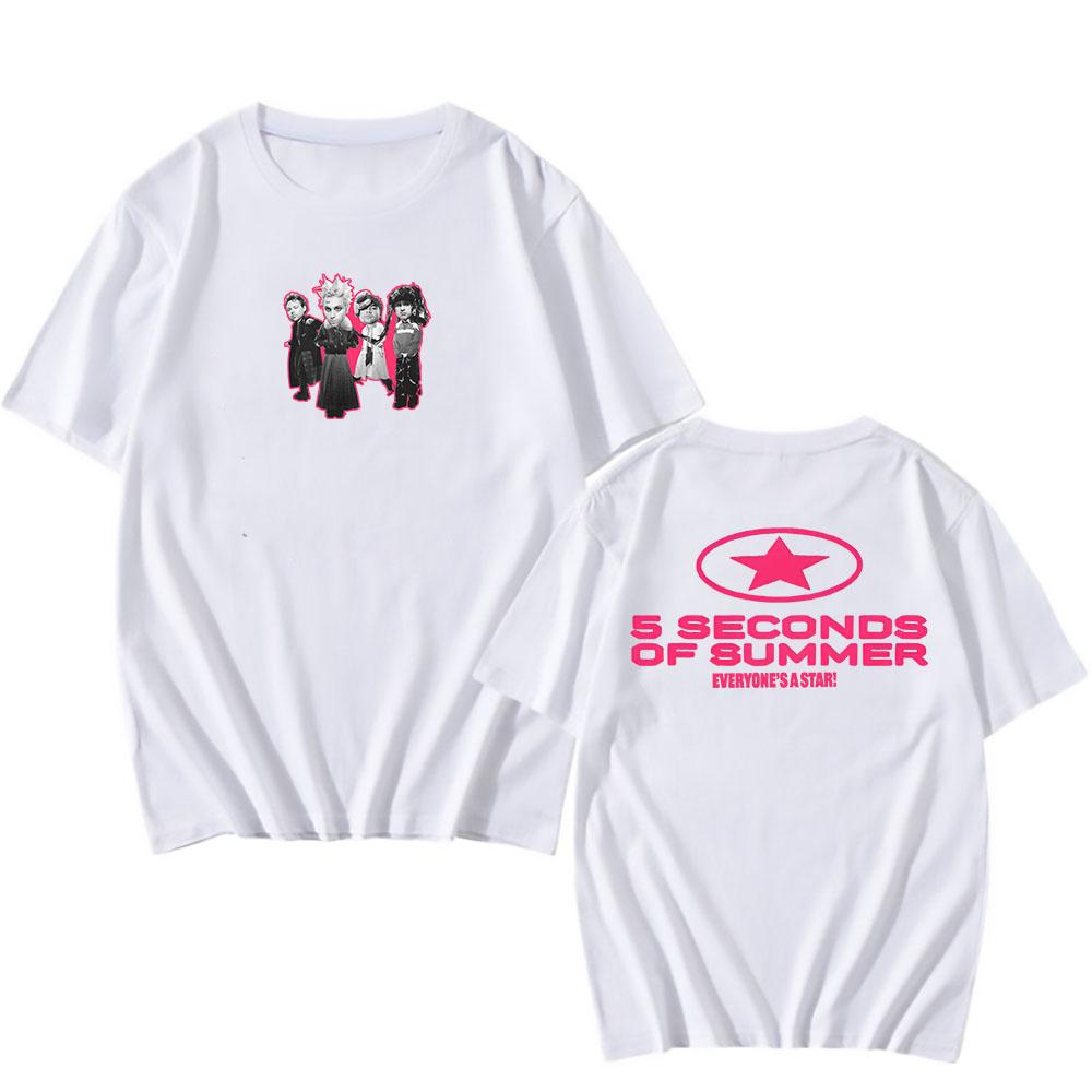

5 SECONDS OF SUMMER Футболки гурту Кожен - Зірка Футболка з альбому З коротким рукавом Круглий виріз Бавовняні футболки Одяг з графічним принтом Топ XXL