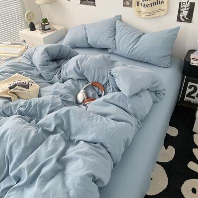 Solid Color Pure Cotton 4-Pcs Set Class A Maternal Infant Grade Naked Sleeping Sheets Quilt Cover Washed Cotton Bedding 3-Pcs Set