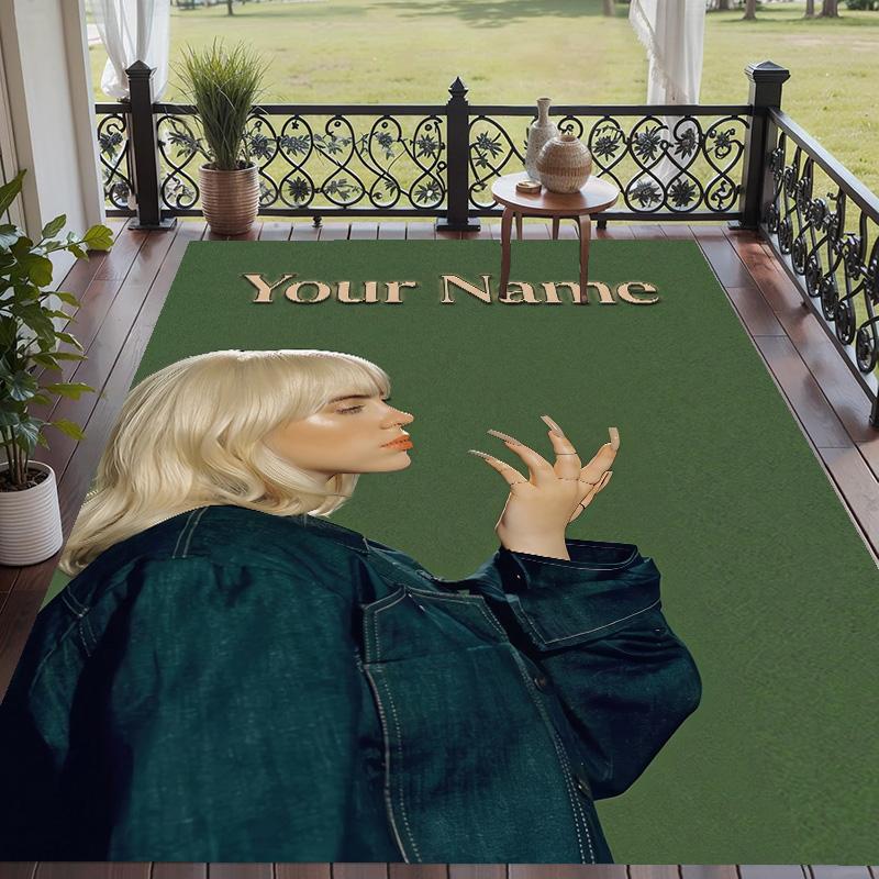 Custom Text Printed Rug Billie Eilish Non Slip Floor Carpet For Home Room Decor
