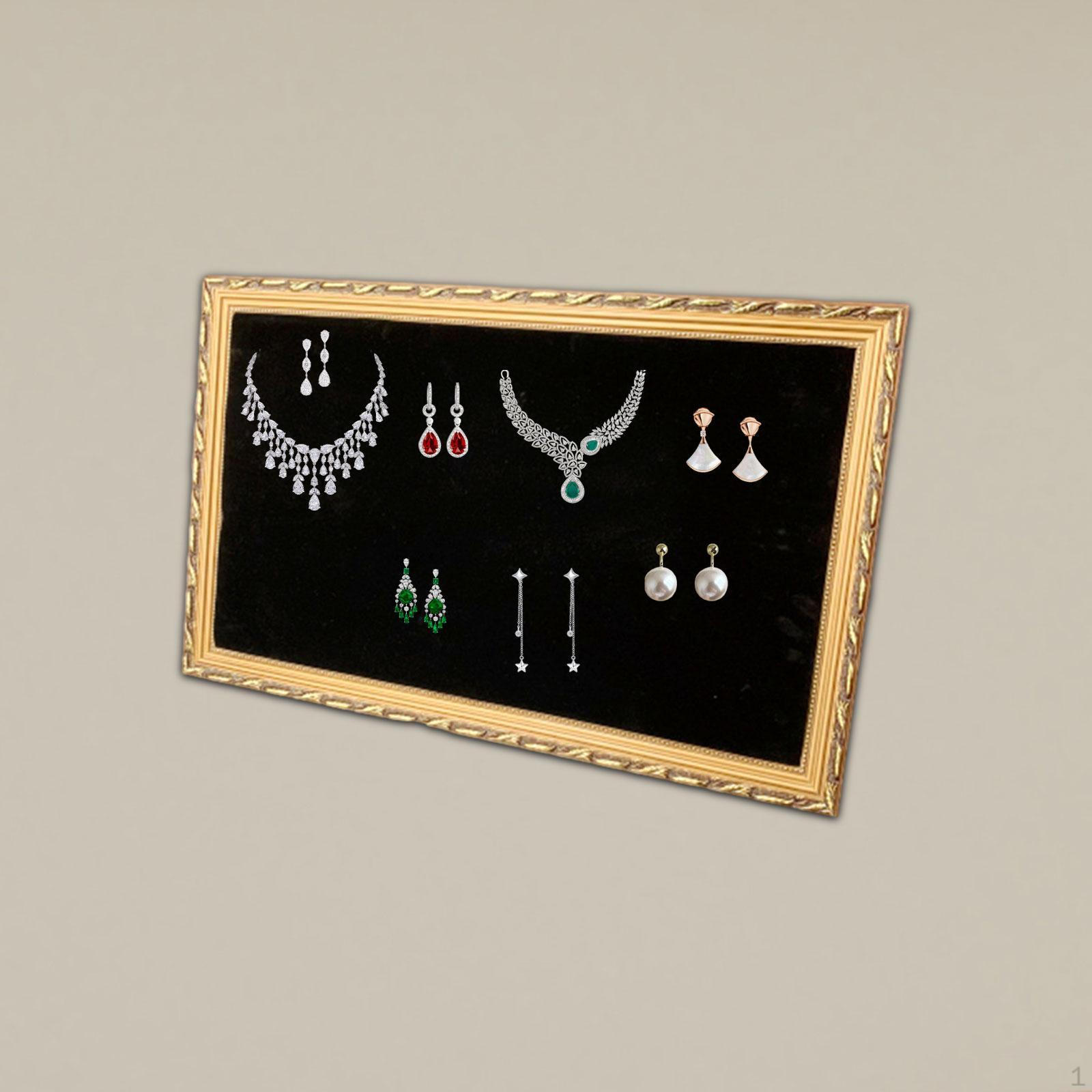 

Настенная рамка для ювелирных изделий, подставка для лотка с 4-винтовым держателем для сережек, изображение для Gold and Black