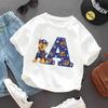 PAW Patrol Child Short Sleeve T-shirt Cartoon Chase A-Z Print Cotton Tees Girls Summer Casual Round Neck Tops Kids Birthday Gift