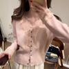 Spring and Autumn Interior Chic Short Lace V-Neck Bottom Design Slim-fit Knitted Cardigan Top Women's Hair