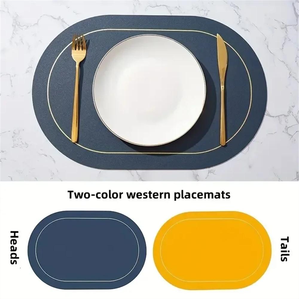 Oval heat-resistant placemats, double-sided design for all dining needs. Non-slip and heat-resistant table mats, available in mu