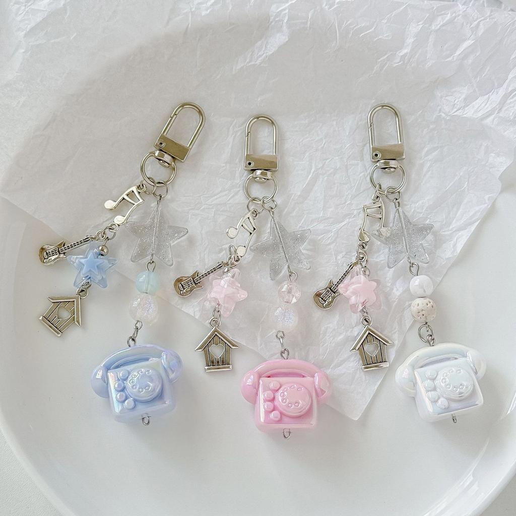 Classic Phone Shaped Key Holder Safe Edges Resin Keyring Phone Lanyard Personalized Gift For Friends Family