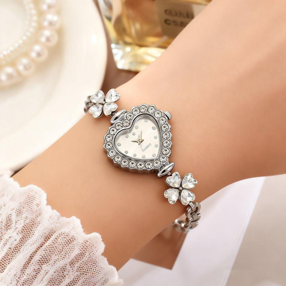 with Adjustable Bracelet Heart Shaped Watch Diamond Studded Watch Strap Wrist Decoration  Gift