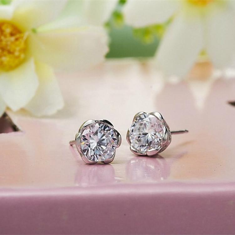 925 Sterling Silver Stud Earrings AAA Zircon For Women High Quality Exquisite Student Girlfriend Jewelry Accessories Heart Gift