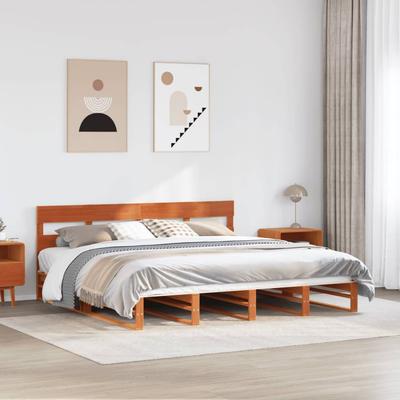 Vidaxl Bed Without Mattress, Waxed Brown, 200X200 Cm, Pine Wood