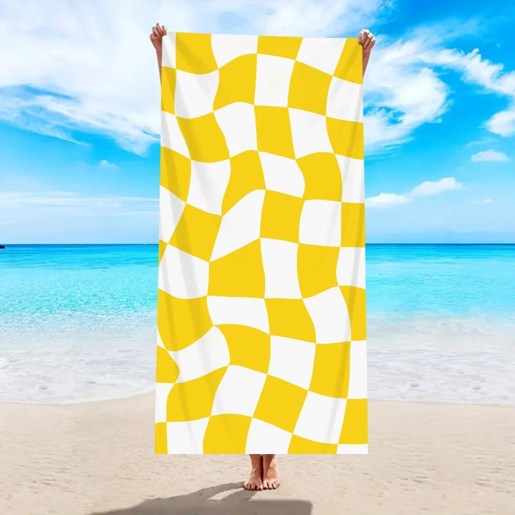 Large Beach Towel For Women Men Wavy Plaid Bath Towel Oversized Quick Dry Sand Free Swimming Pool Travel Shower Blanket